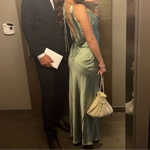 Special Guest Satin Maxi Dress Sage - Picture 3 of 4